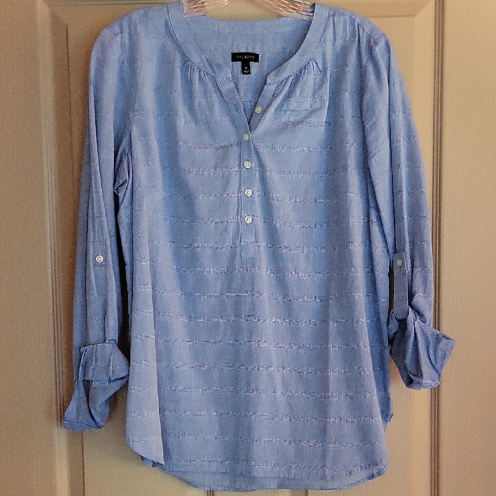 Talbots Light Blue Textured Blouse